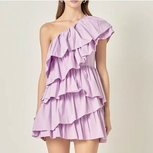 Endless Rose Purple Asymmetrical Ruffled Mini Dress